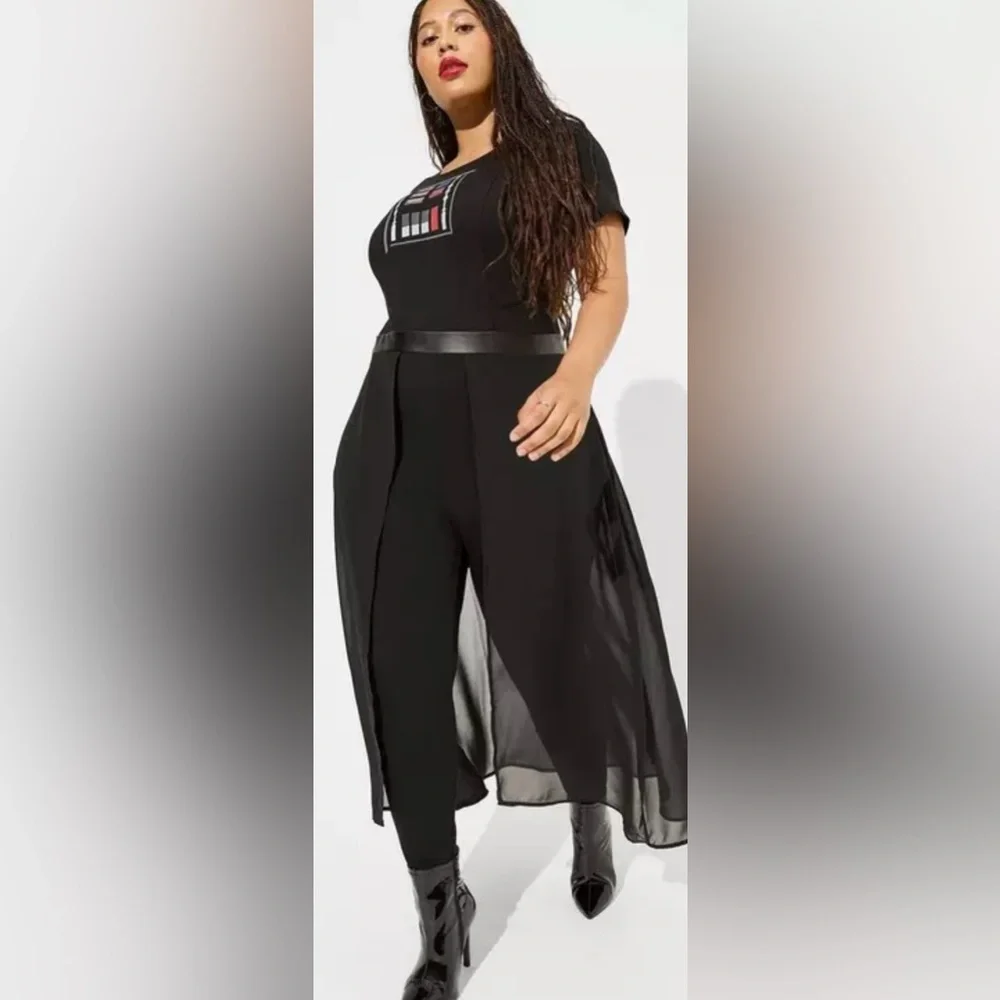 NWT Torrid Star Wars Darth Vader lightweight ponte skirted pant romper size 3X - Picture 1 of 6
